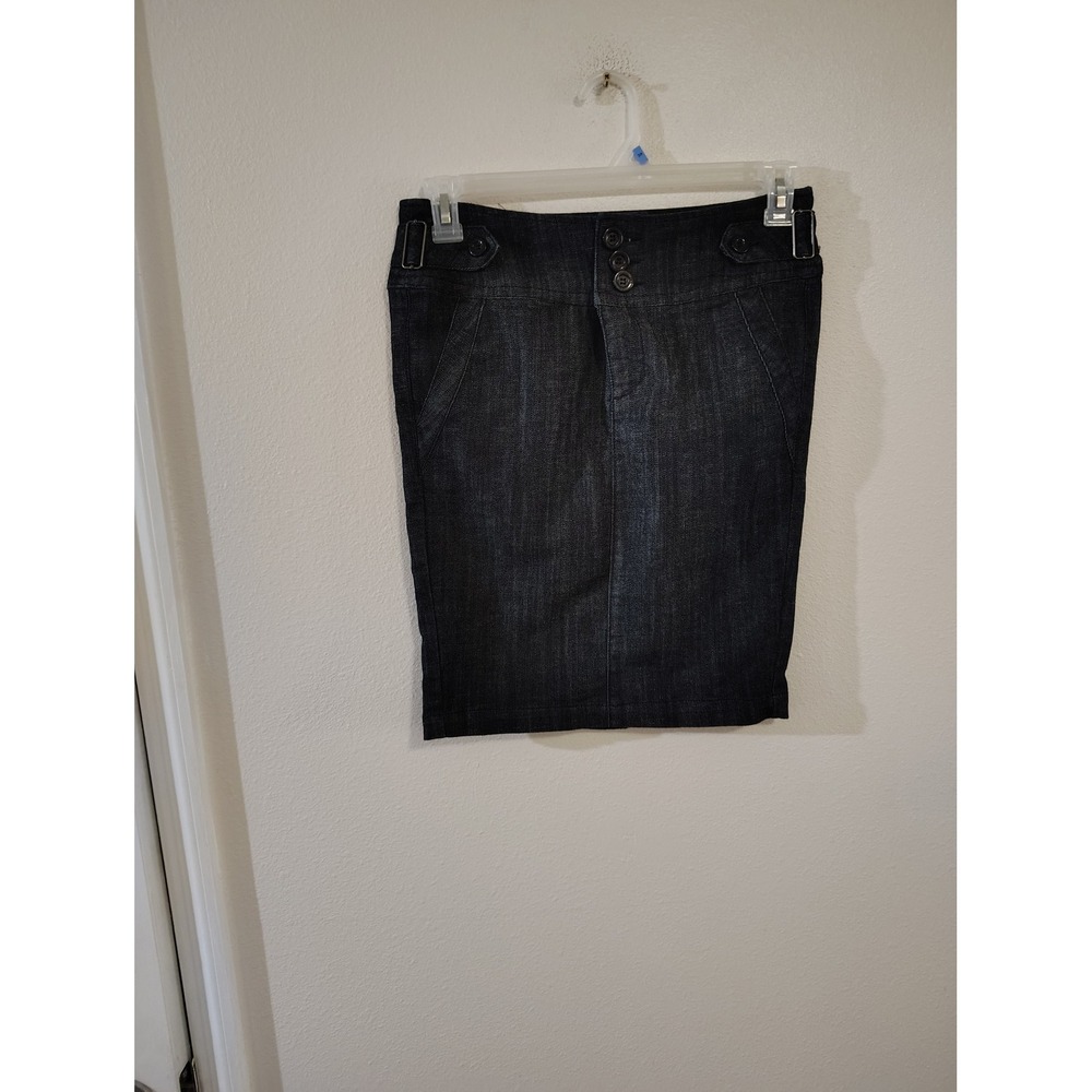 Boom Boom Jeans Dark Wash Denim Pencil Skirt Indigo High Waist Button Fly Medium